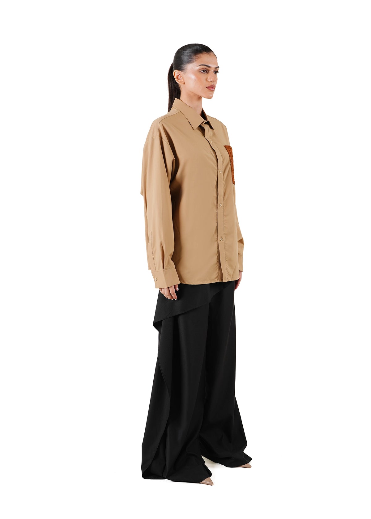 Dreams of Arthur Beige Silky Overshirt Braided Patch - CULT