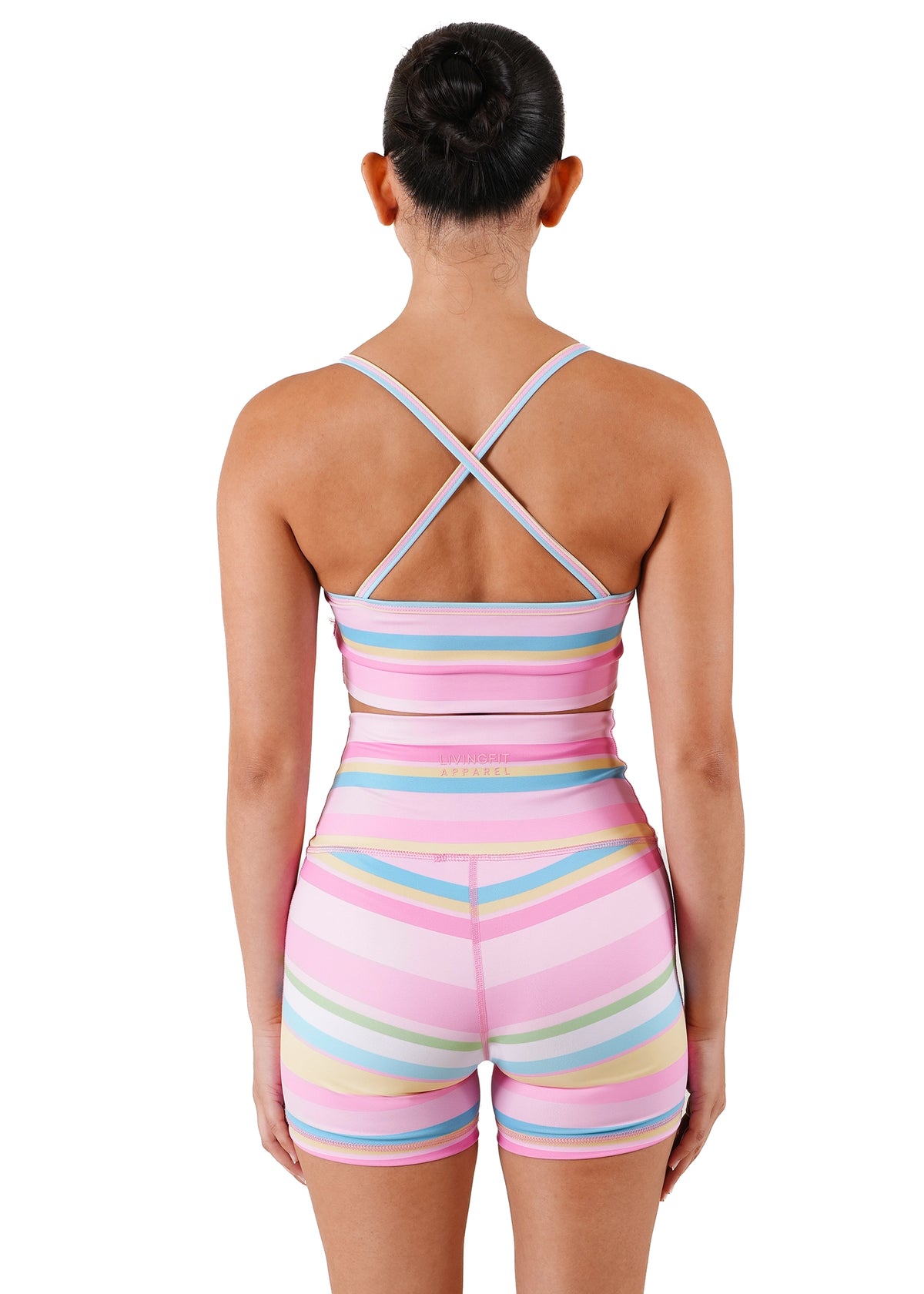Living Fit Apparel Pink Candy Stripe Ultra Flex Set - CULT