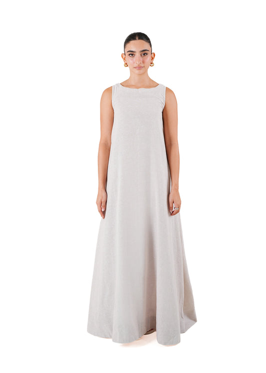 Beige A-Line Maxi Dress