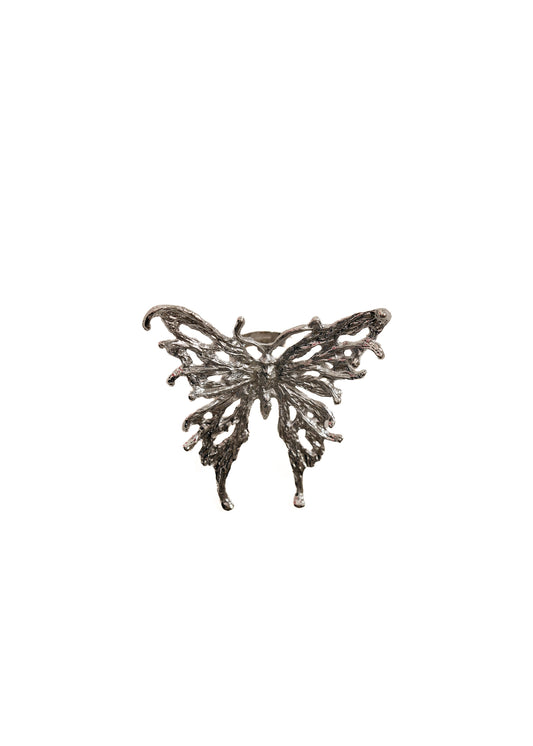 Silver Liquid Metal Butterfly Ring