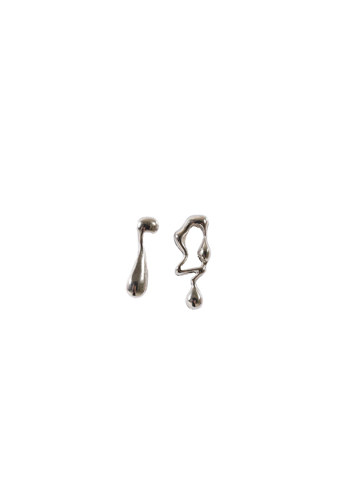 Bodjunk Silver Irregular Liquid Metal Hollow Long Earrings - CULT - haider