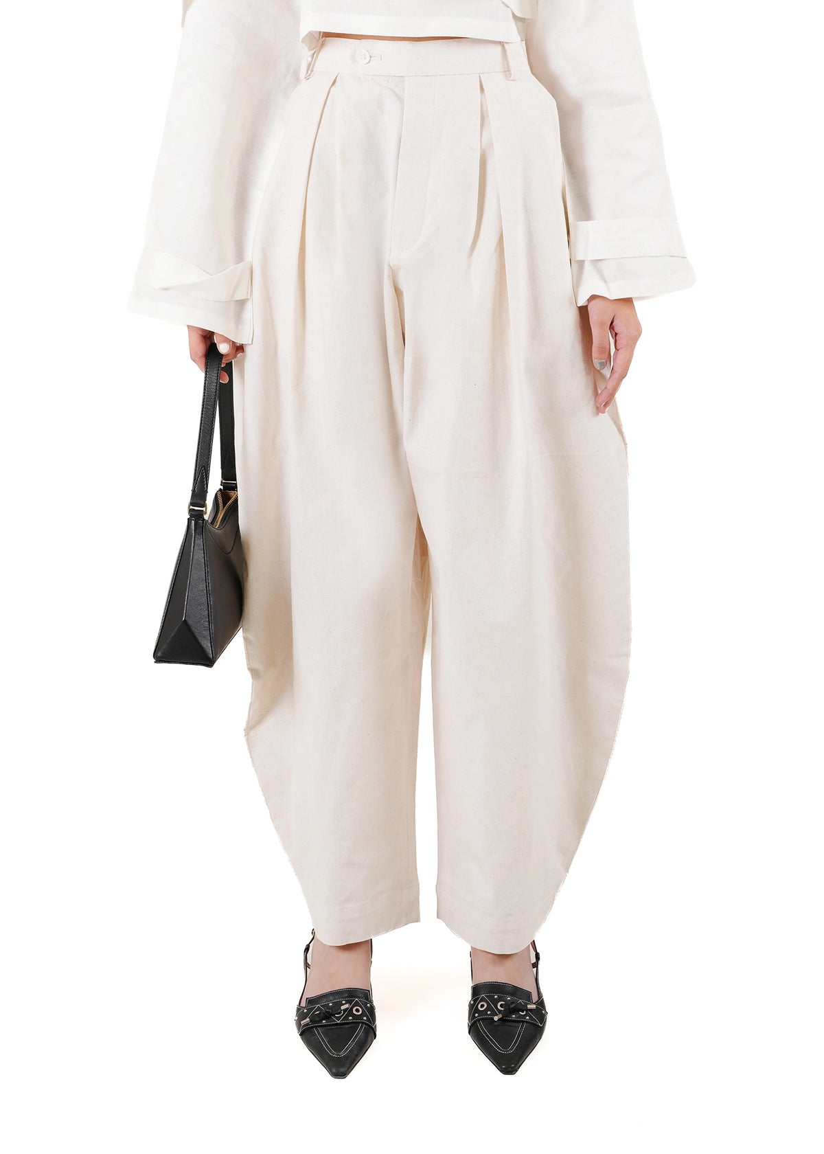 Collected XX White White Neelum Barrel Fit Pants - CULT