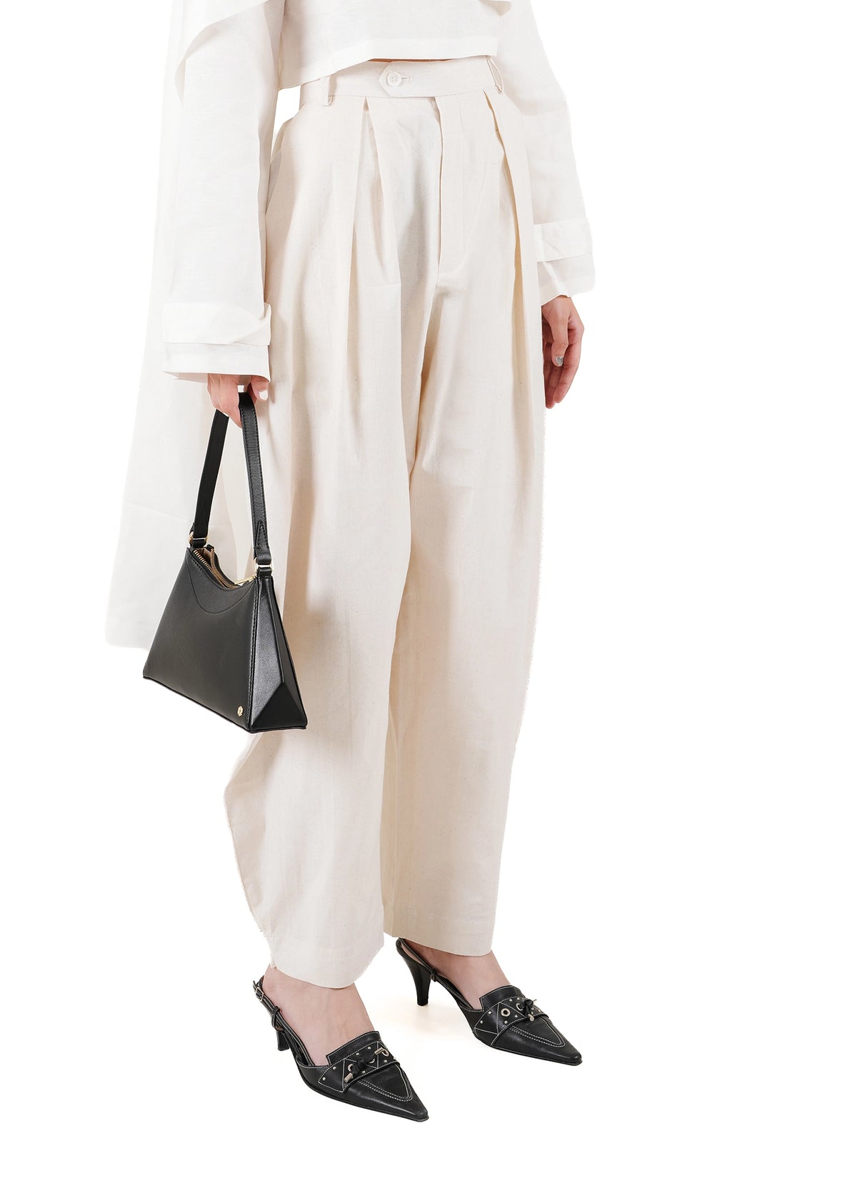 Collected XX White White Neelum Barrel Fit Pants - CULT