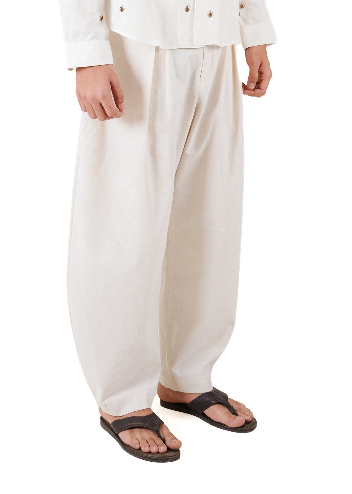 Collected XX White White Neelum Barrel Fit Pants - CULT