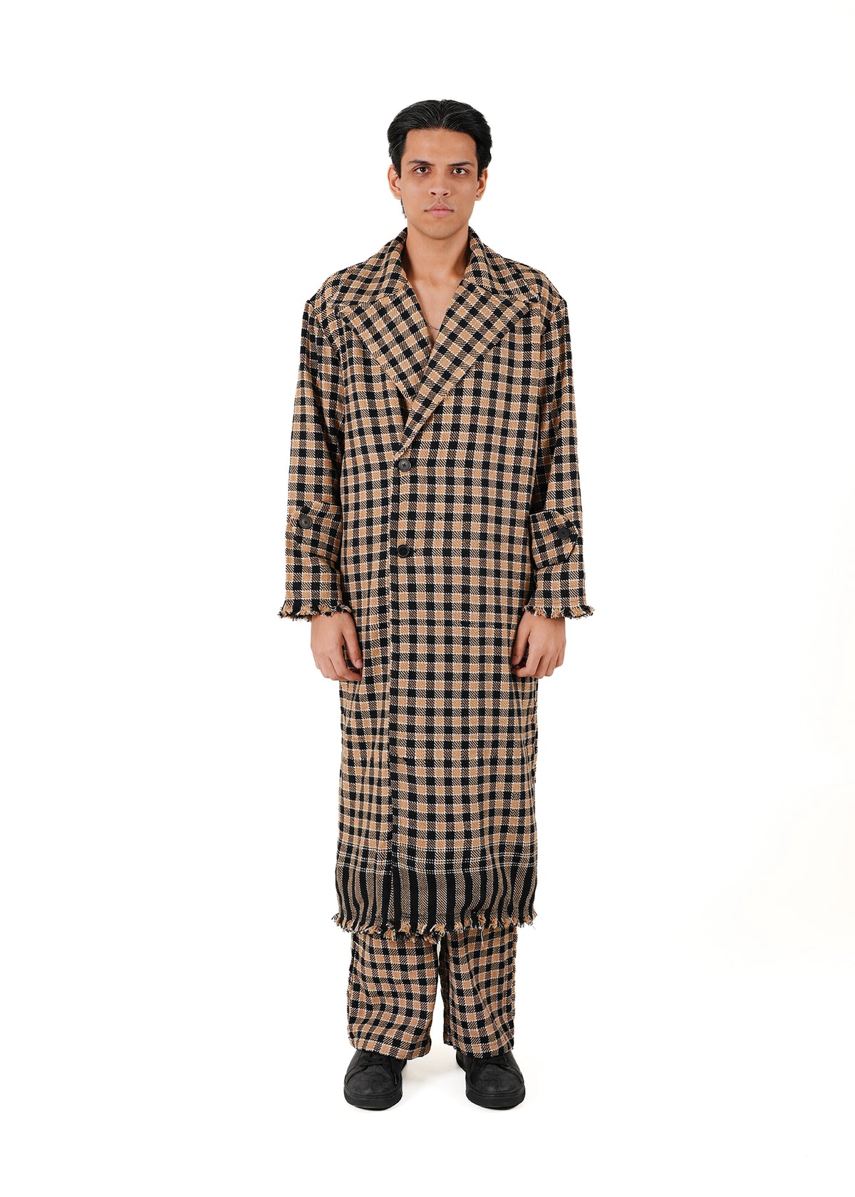 Dreams of Arthur Brown Brown Checkered ‘KHES’ Biker Coat - CULT - haider