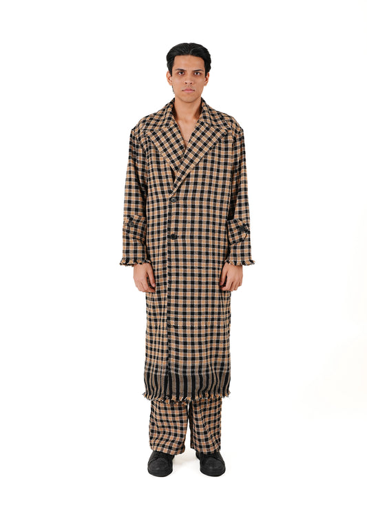 Brown Checkered ‘KHES’ Biker Pant