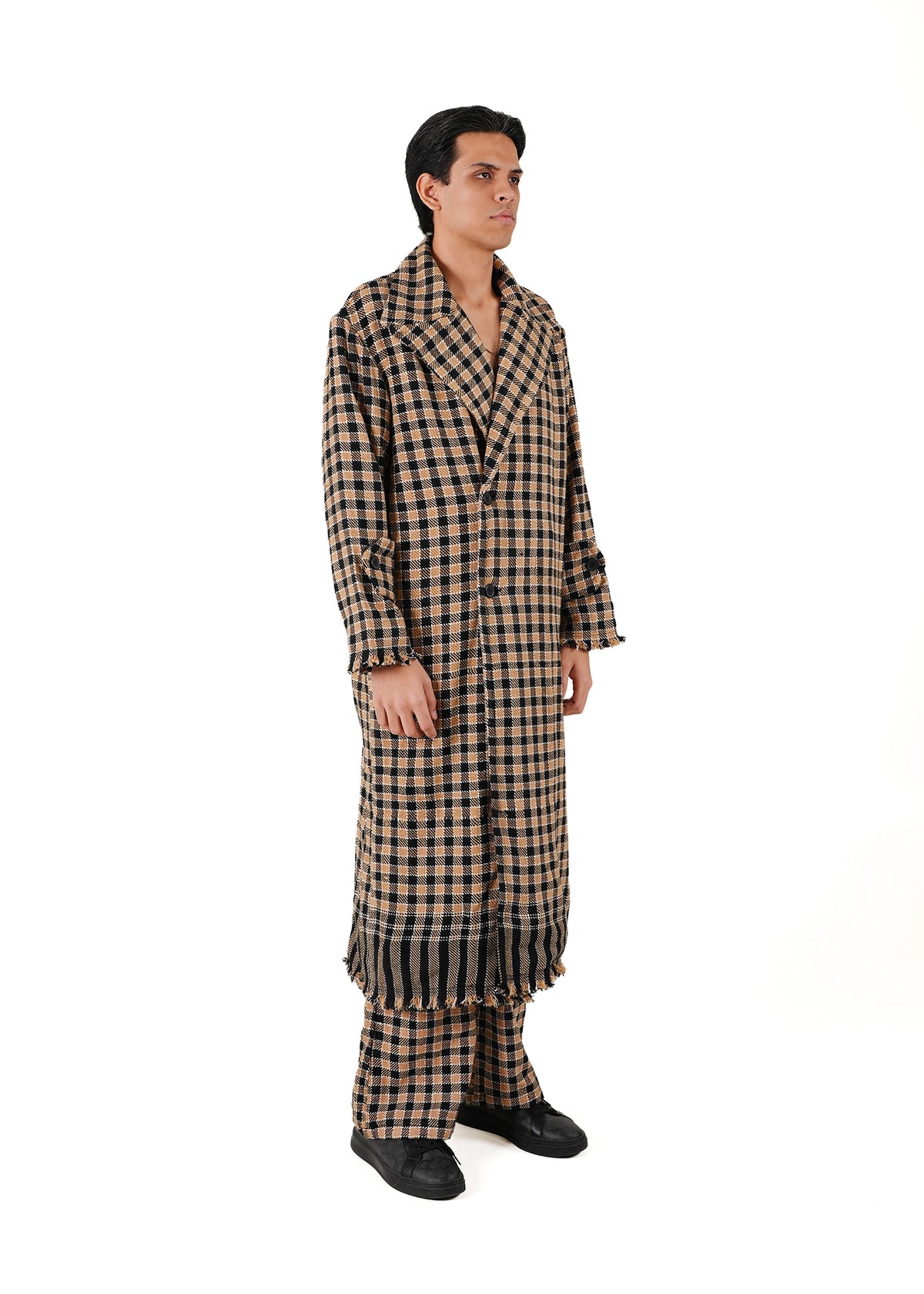 Dreams of Arthur Brown Brown Checkered ‘KHES’ Biker Coat - CULT