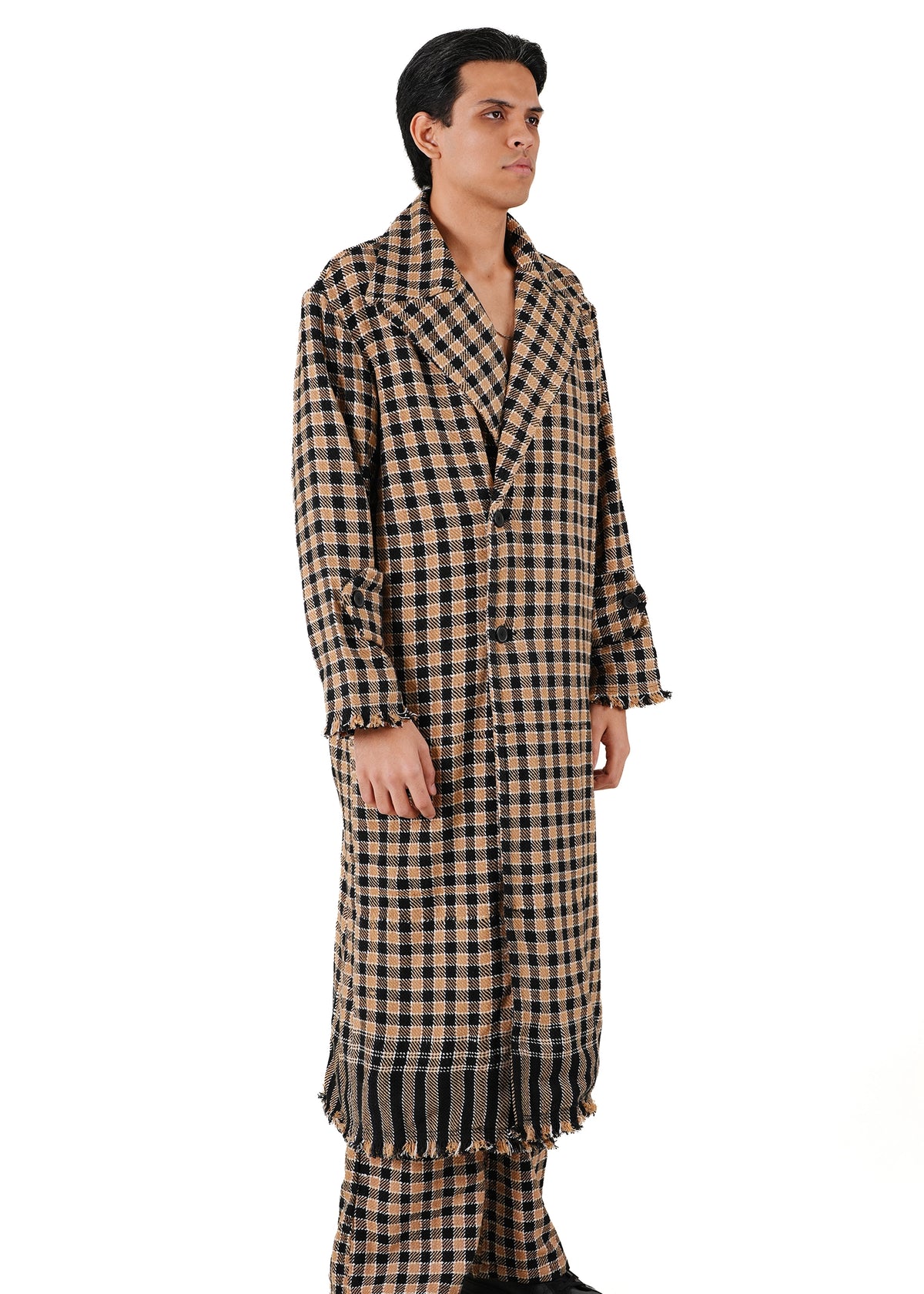 Dreams of Arthur Brown Brown Checkered ‘KHES’ Biker Coat - CULT - haider