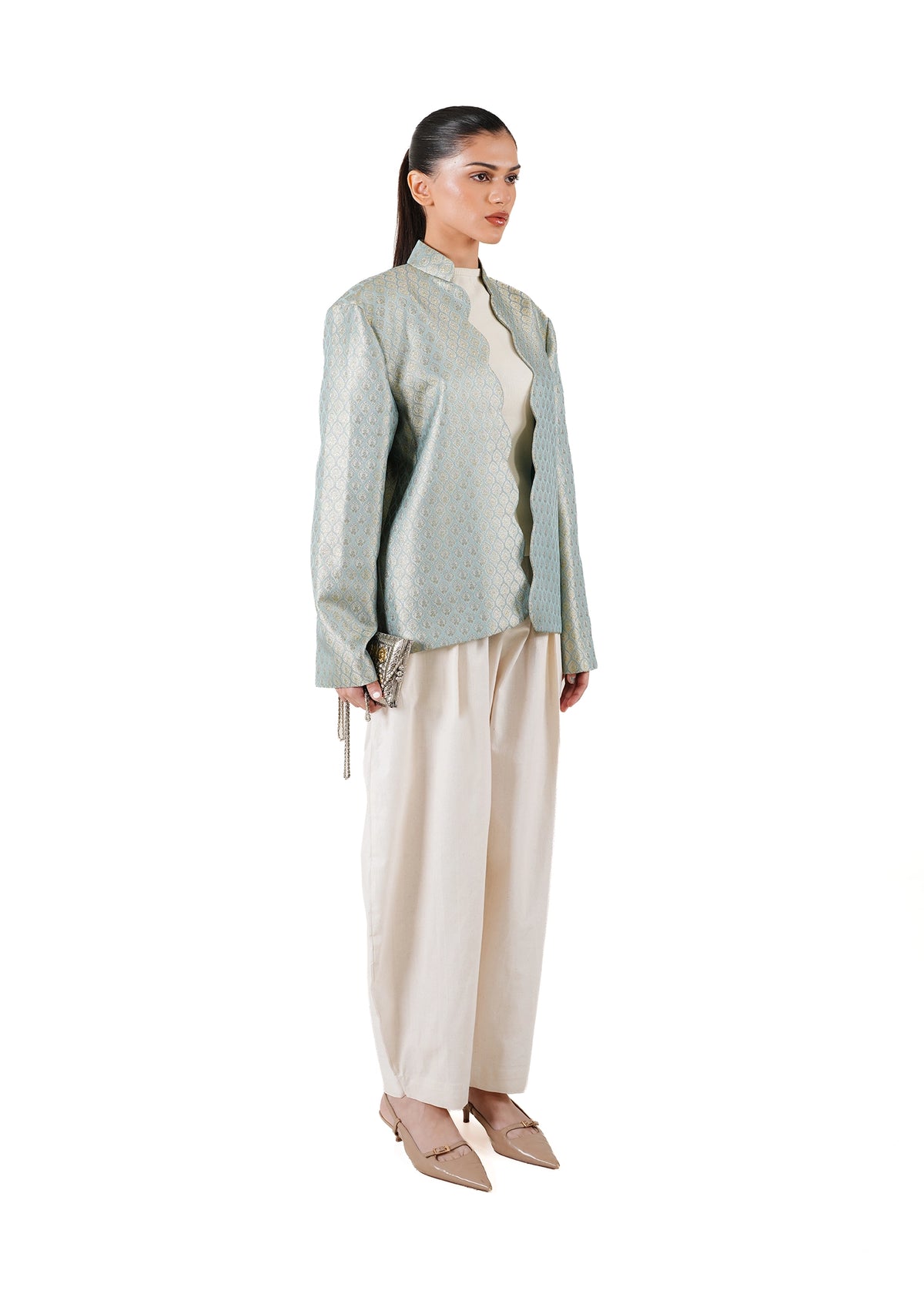 Ishq-e-Amore Blue Blue Scallop Jamavar Jacket - CULT - haider