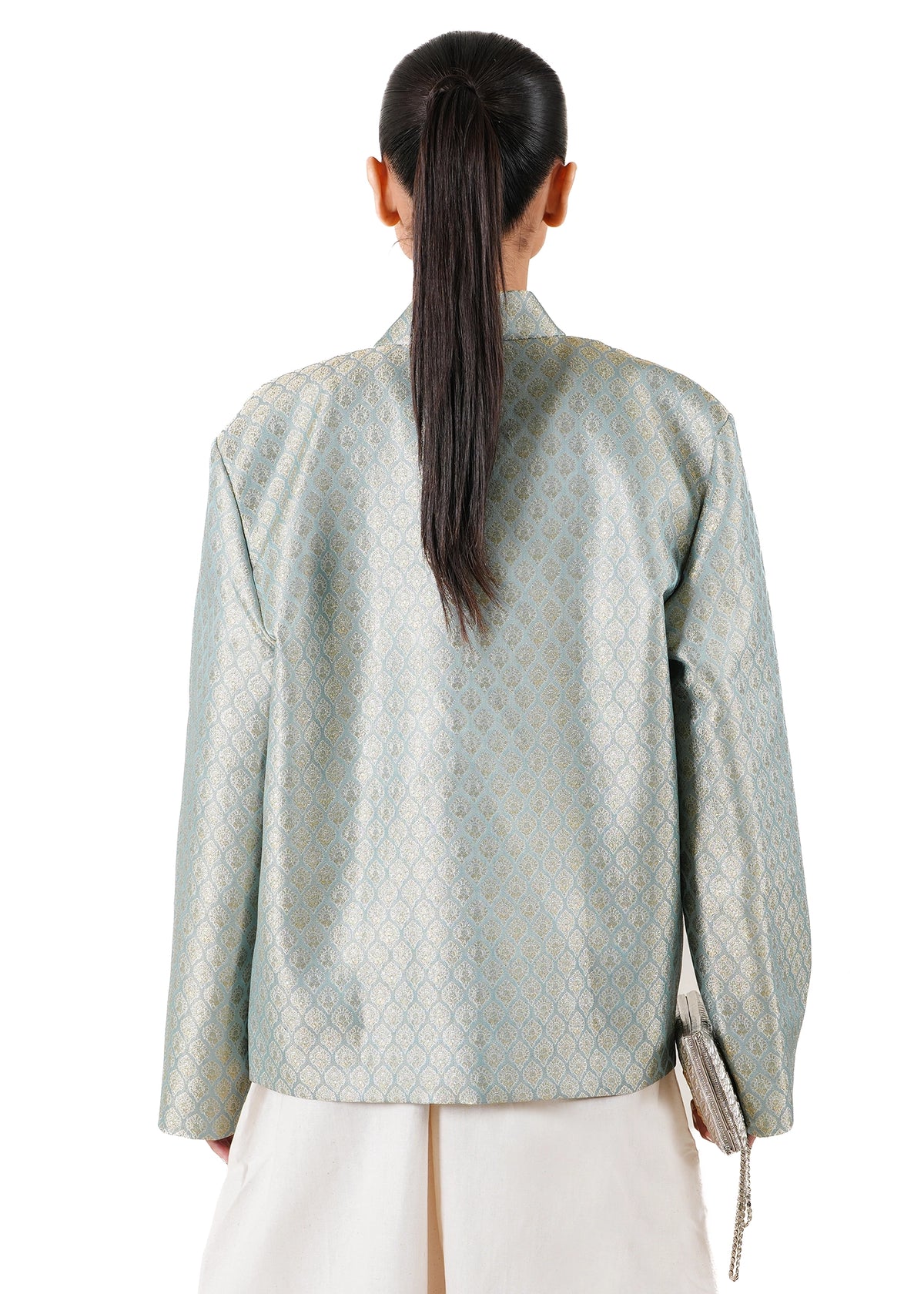Ishq-e-Amore Blue Blue Scallop Jamavar Jacket - CULT