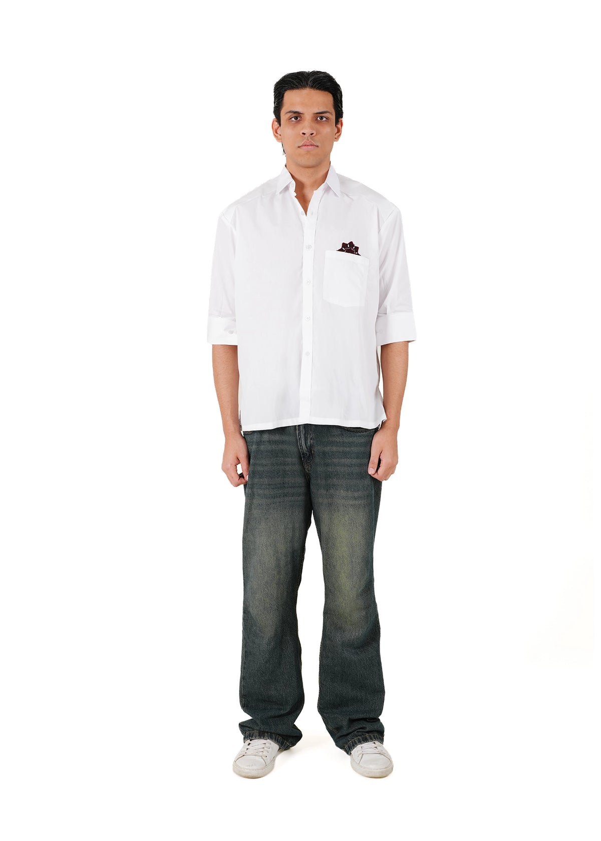 Collected XX White White Baloch Motif Boxy Shirt - CULT