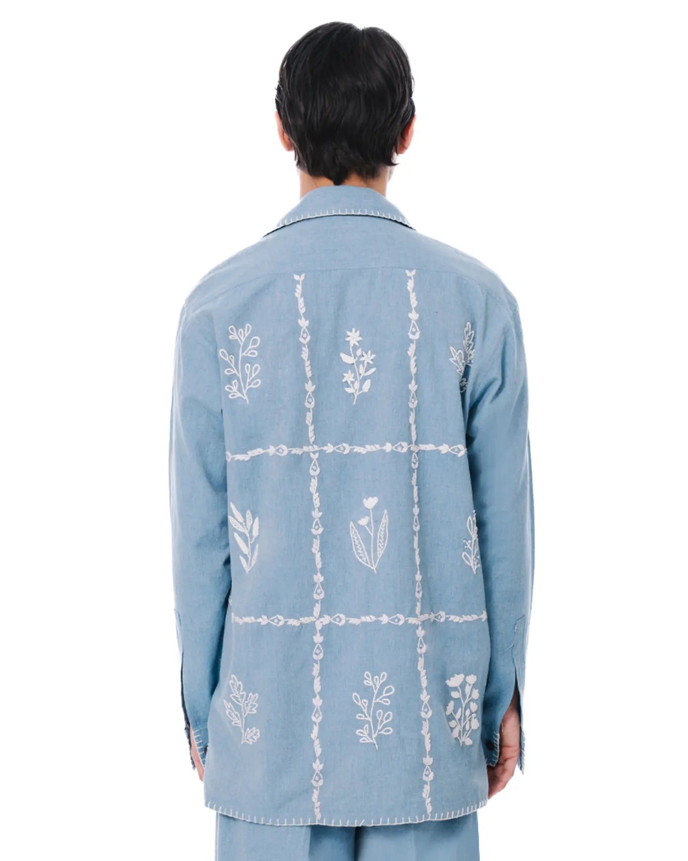 Wear Oga Monte Blue Hand Embroidered Shirt Cult Store Karachi 3