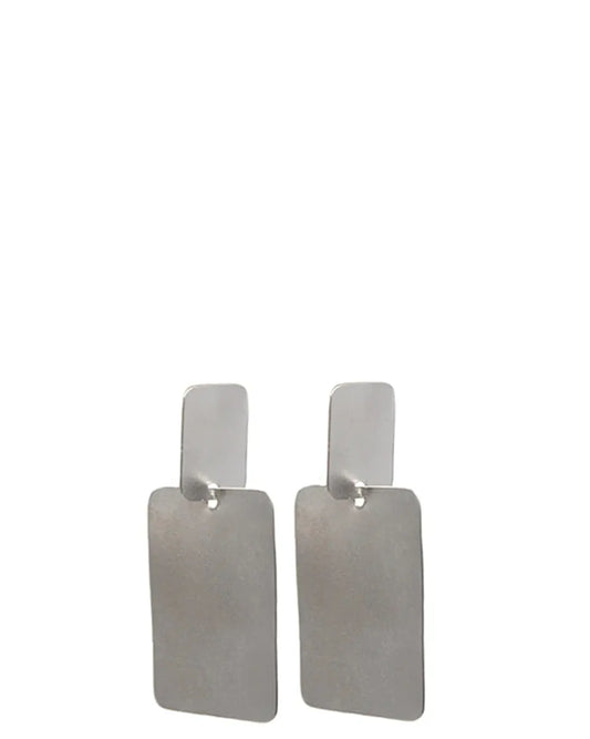 amna shariff Silver Rectangle Disc Posts earrings women cult store jewellery