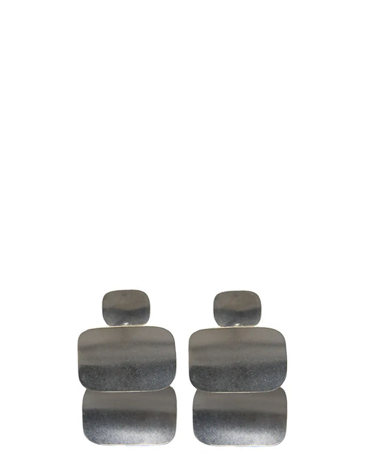 amna shariff Silver Rectangle Tier Earrings  jewellery karachi women