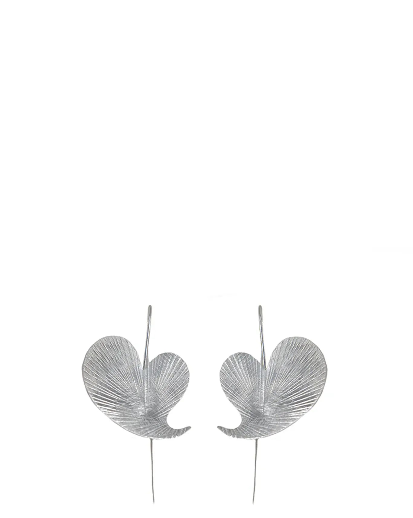 Amna Shariff Silver Silver Textured Leaf Earrings - CULT - haider