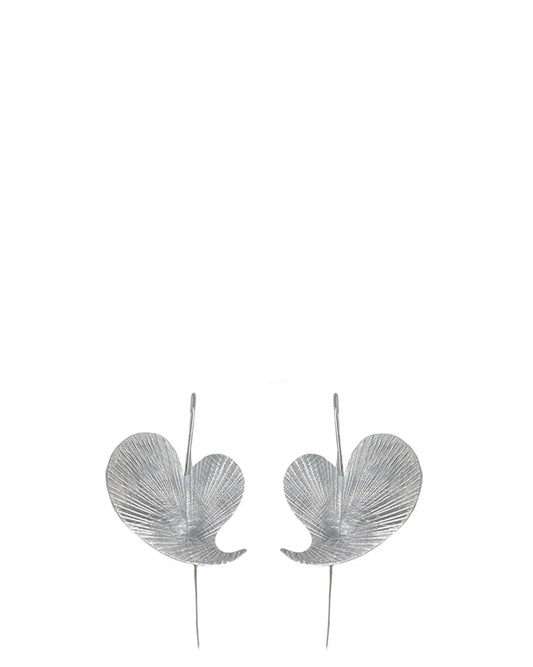 amna shariff Silver Textured Leaf Earrings jewellery cult store women karachi pakistan