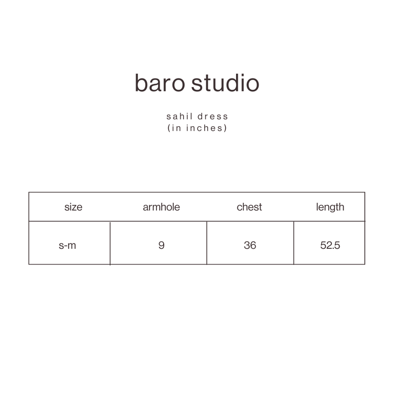 Size Guide for Black Sahil Dress