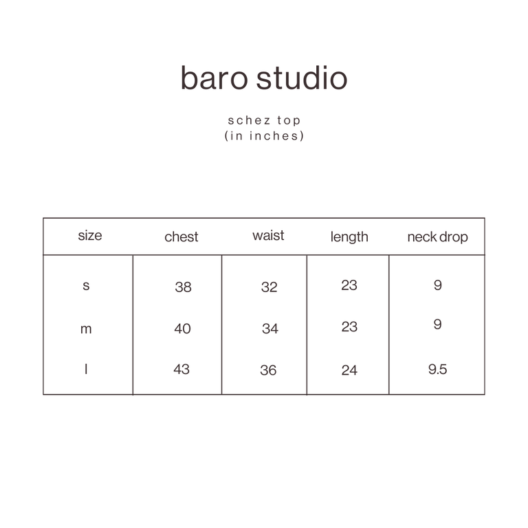 Size Guide for Black Shcez Top