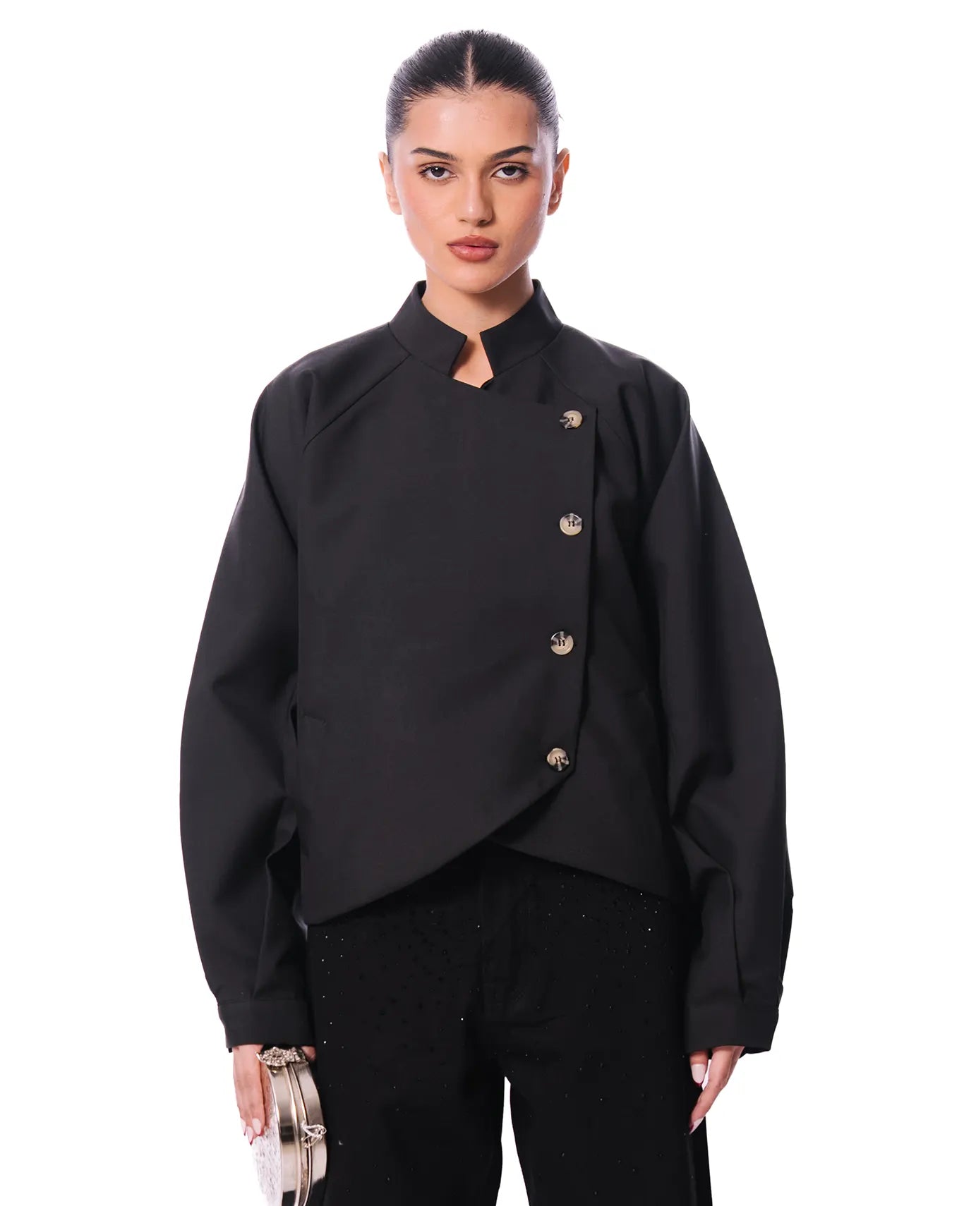 baro studio black sculpted jacket cult store pakistan