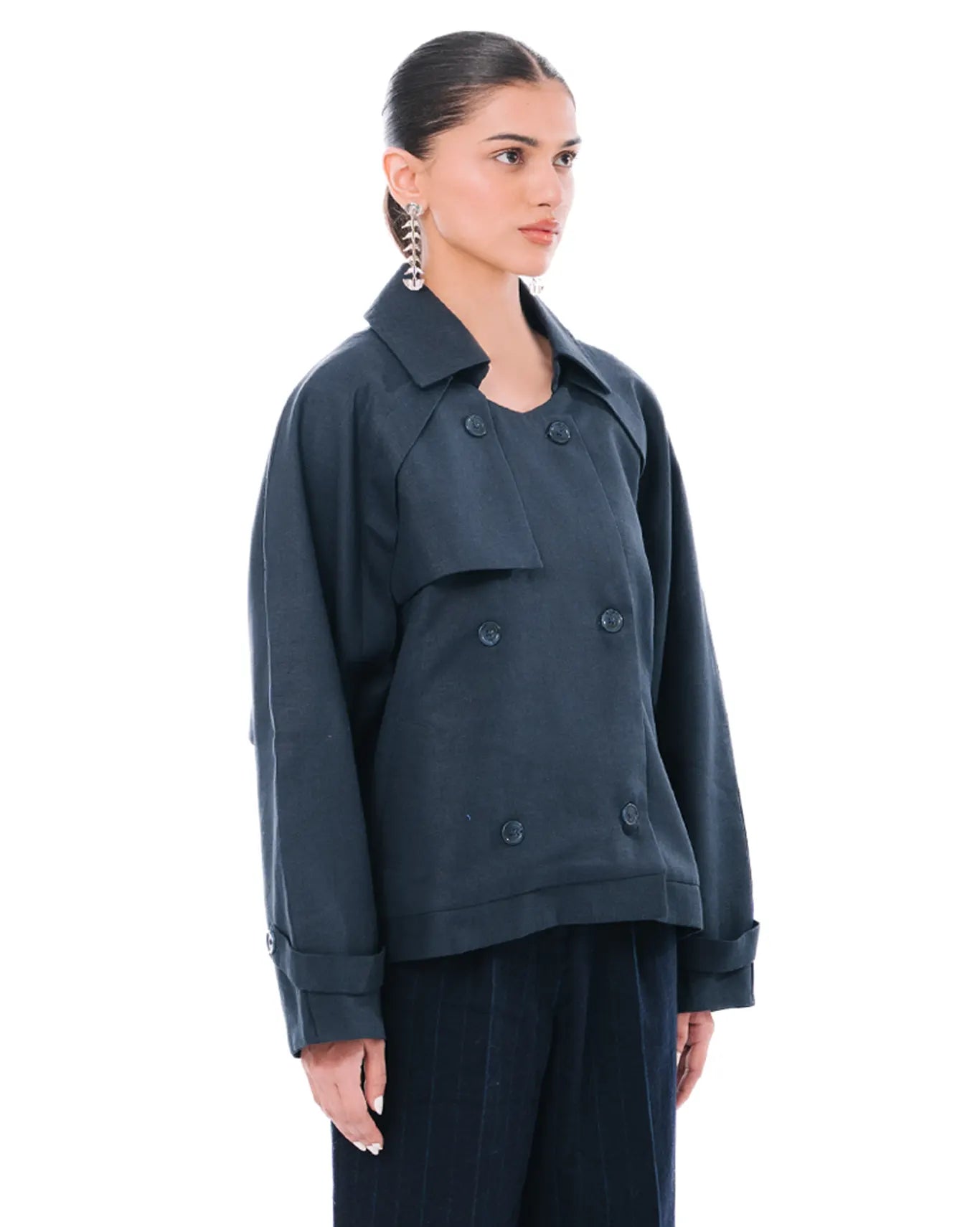 baro studio navy trench trucker jacket cult store