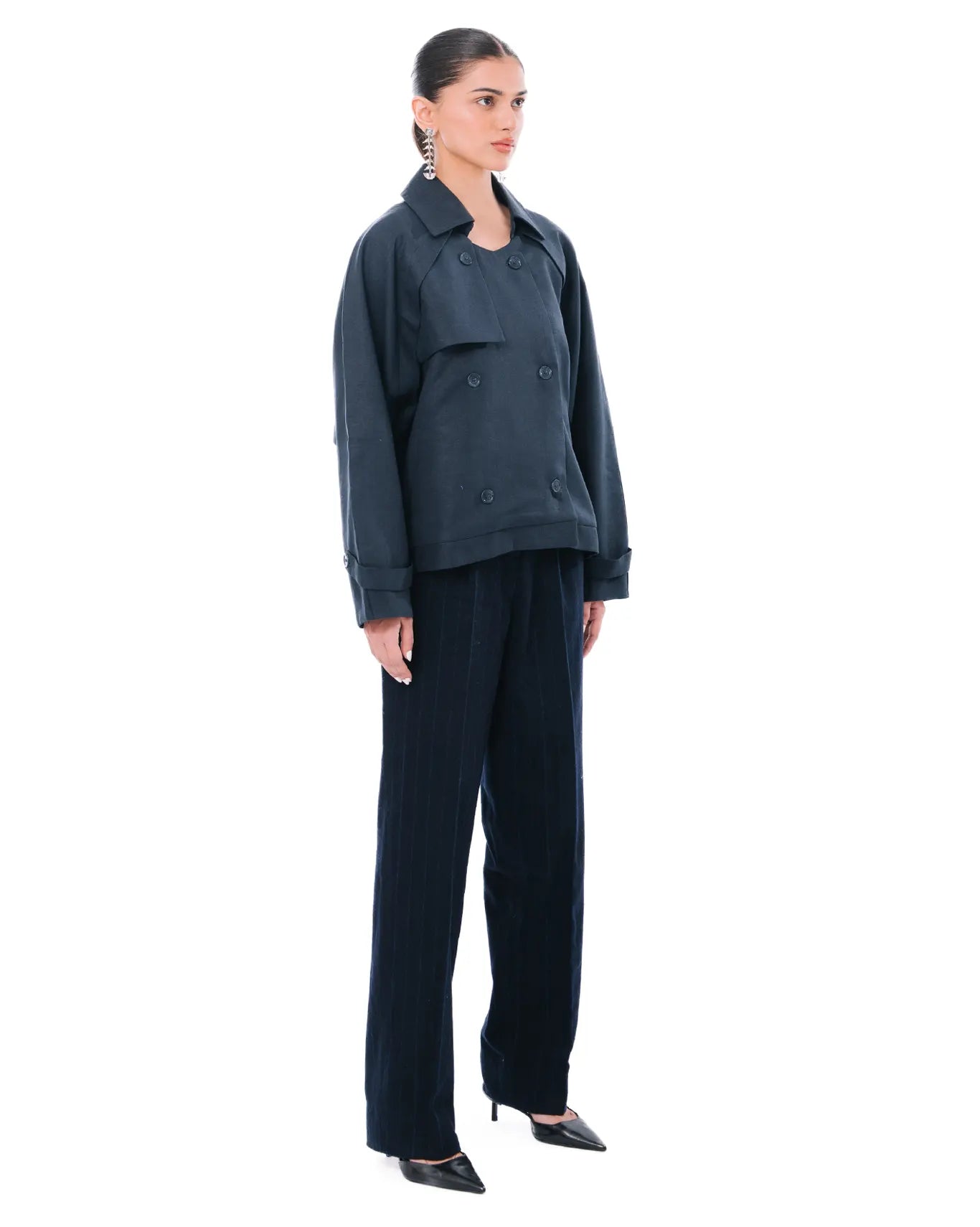 baro studio navy trench trucker jacket cult store