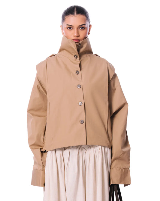 Baro Studio Tan Off Duty Jacket - Shop Women's Designer Outerwear in Pakistan