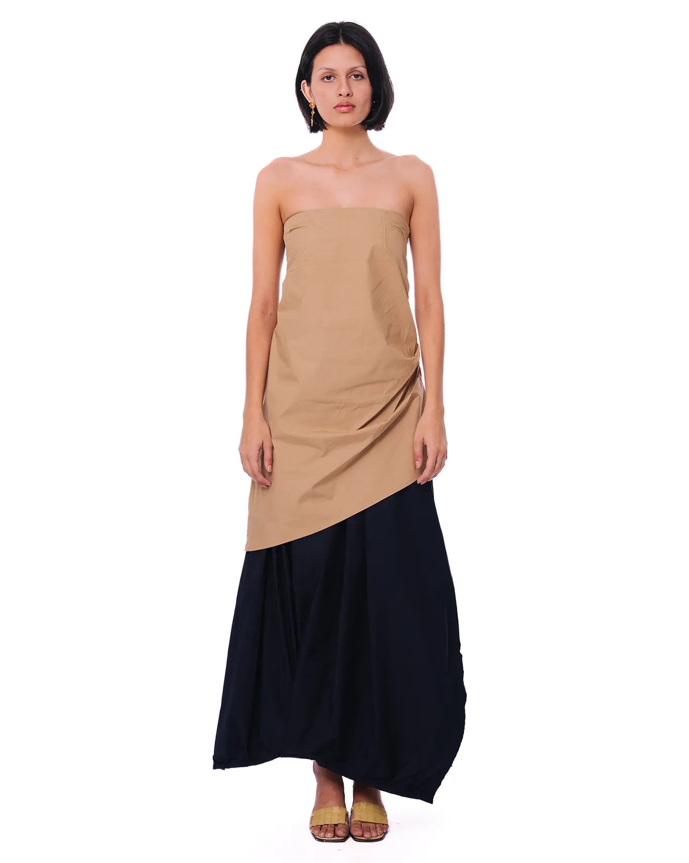 Baro Studio Tan Tan Pleated Asymmetric Top - CULT - haider