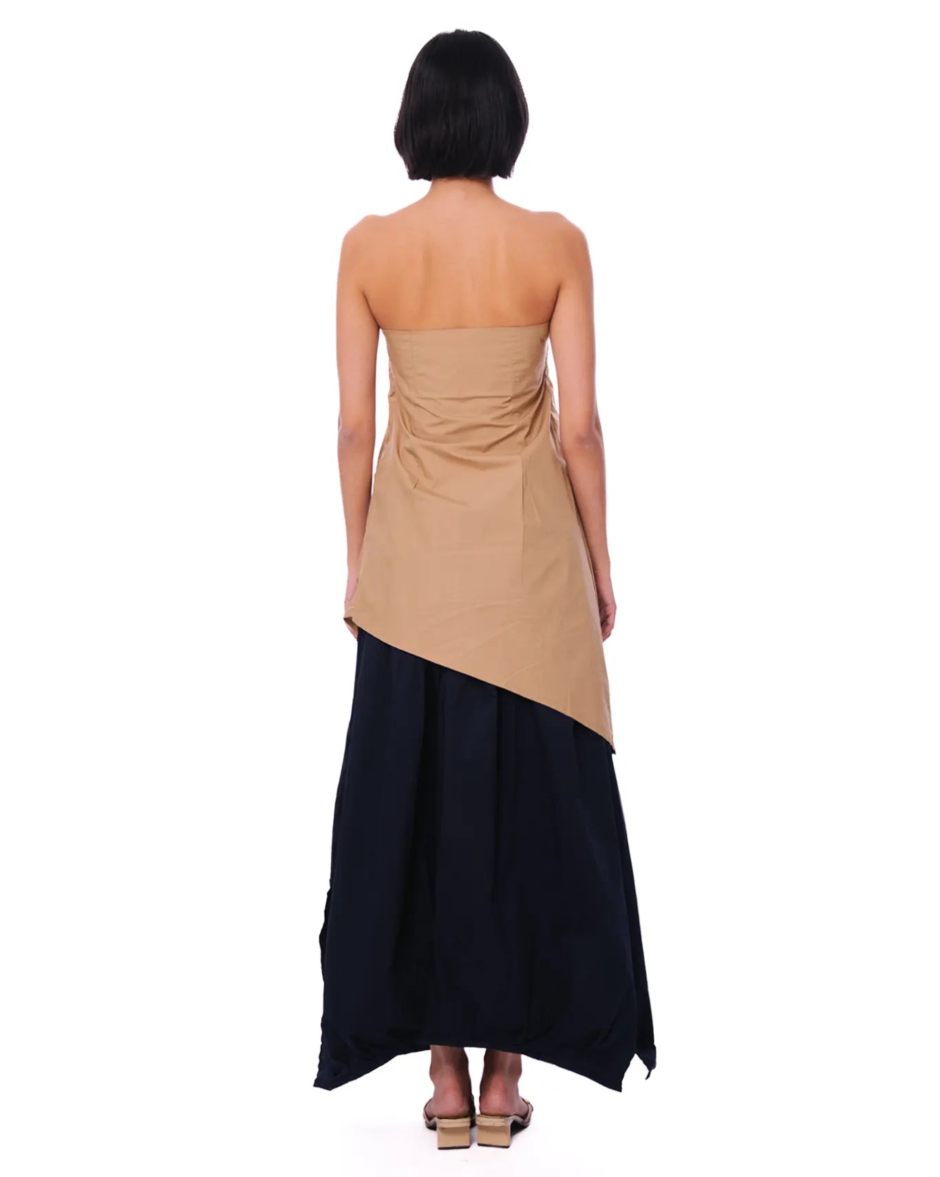 baro studio tan pleated asymmetric top cult store pakistan