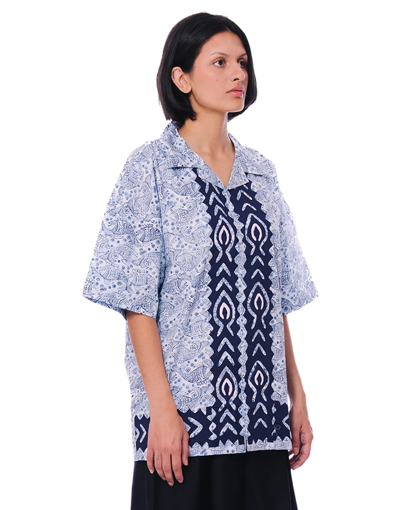 Collected XX Blue Blue Fish Linen Button Down - CULT - haider