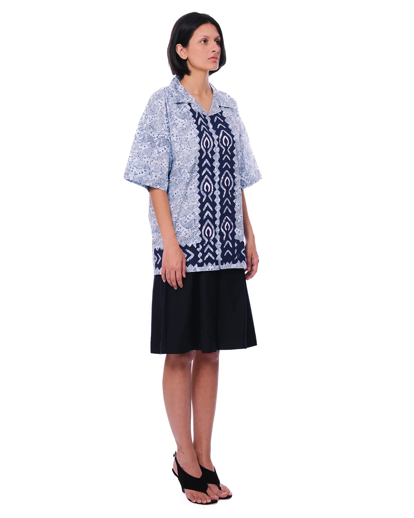 Collected XX Blue Blue Fish Linen Button Down - CULT - haider