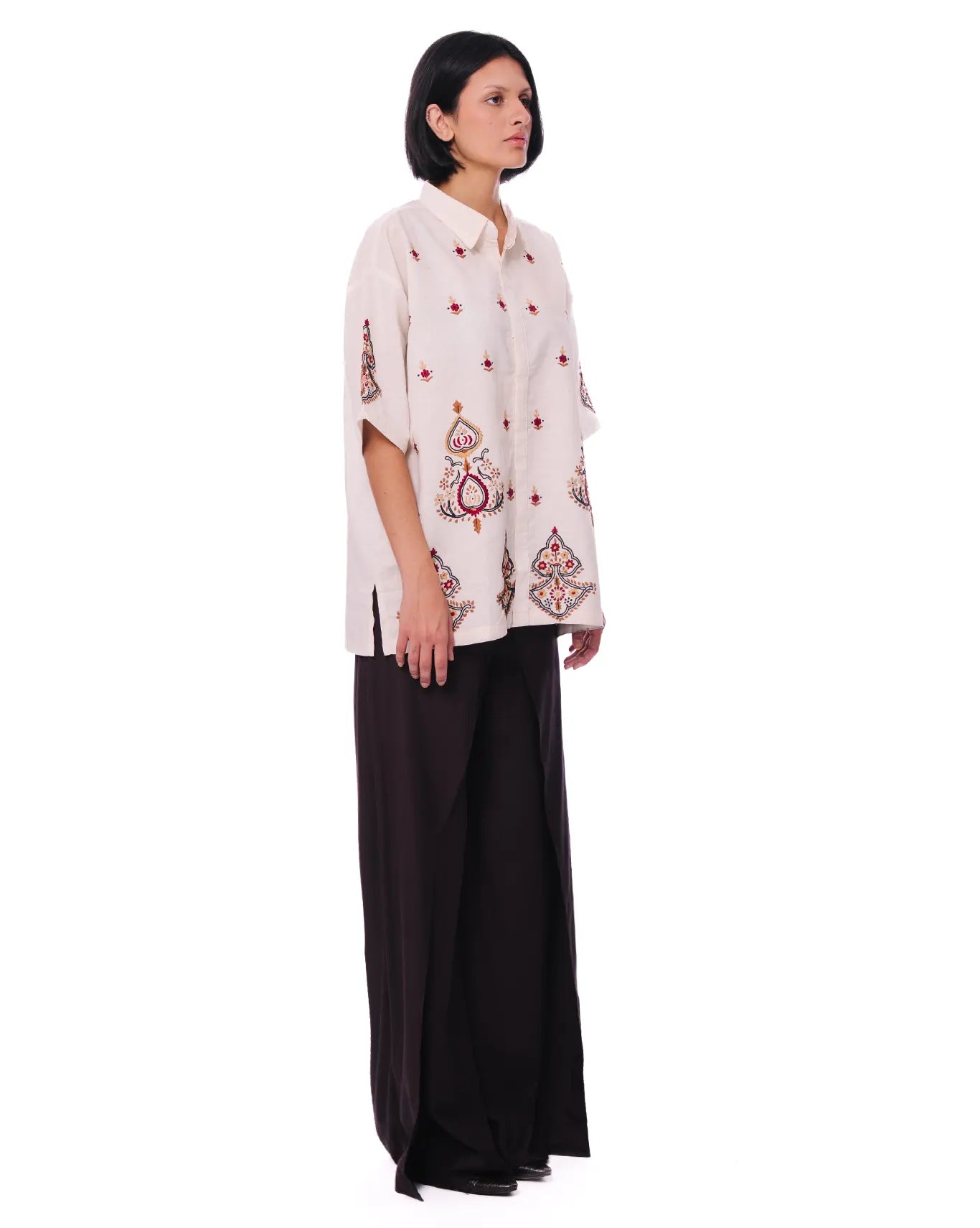 collected xx Cream Phool Shirt cult store pakistan karachi women blouse red black pattern