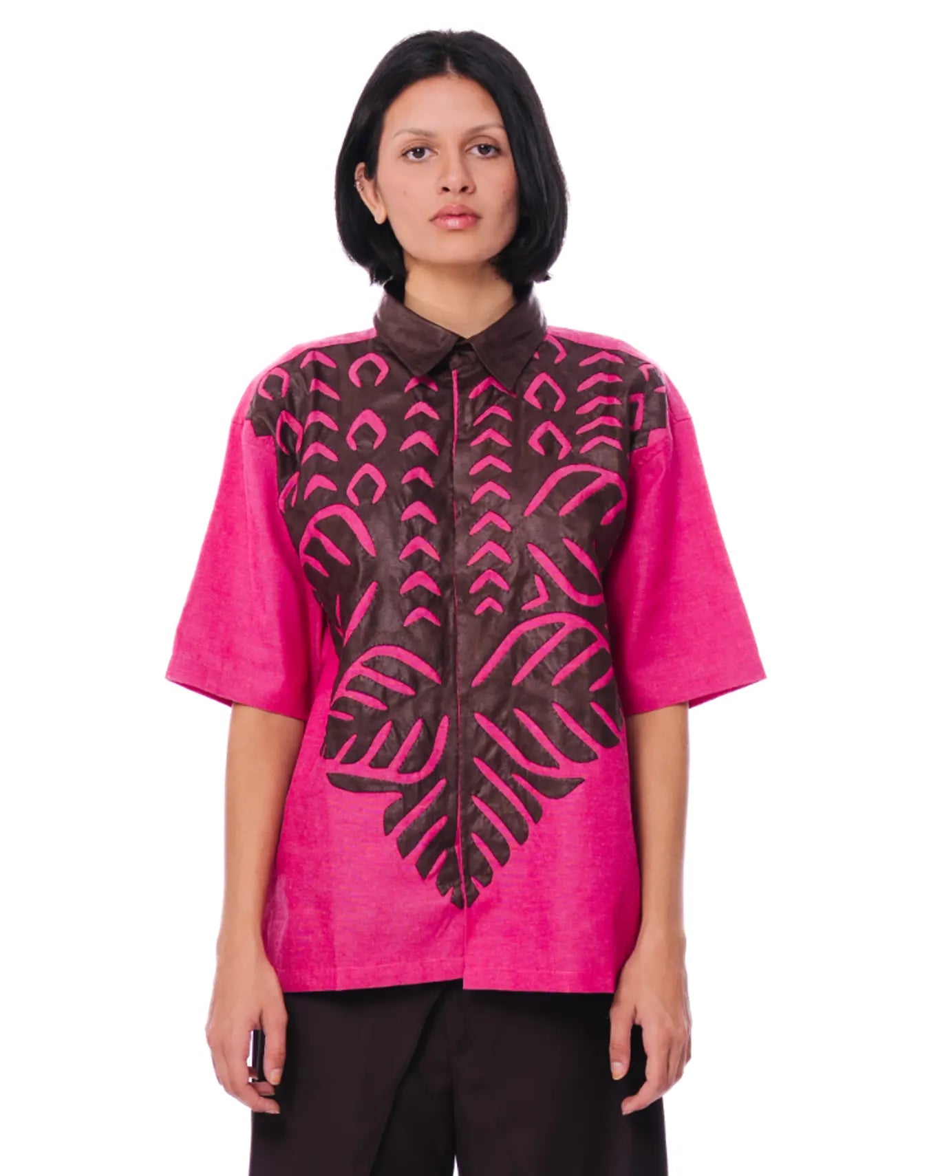 Collected XX Brown and Pink Pink Leather Applique Shirt - CULT - haider