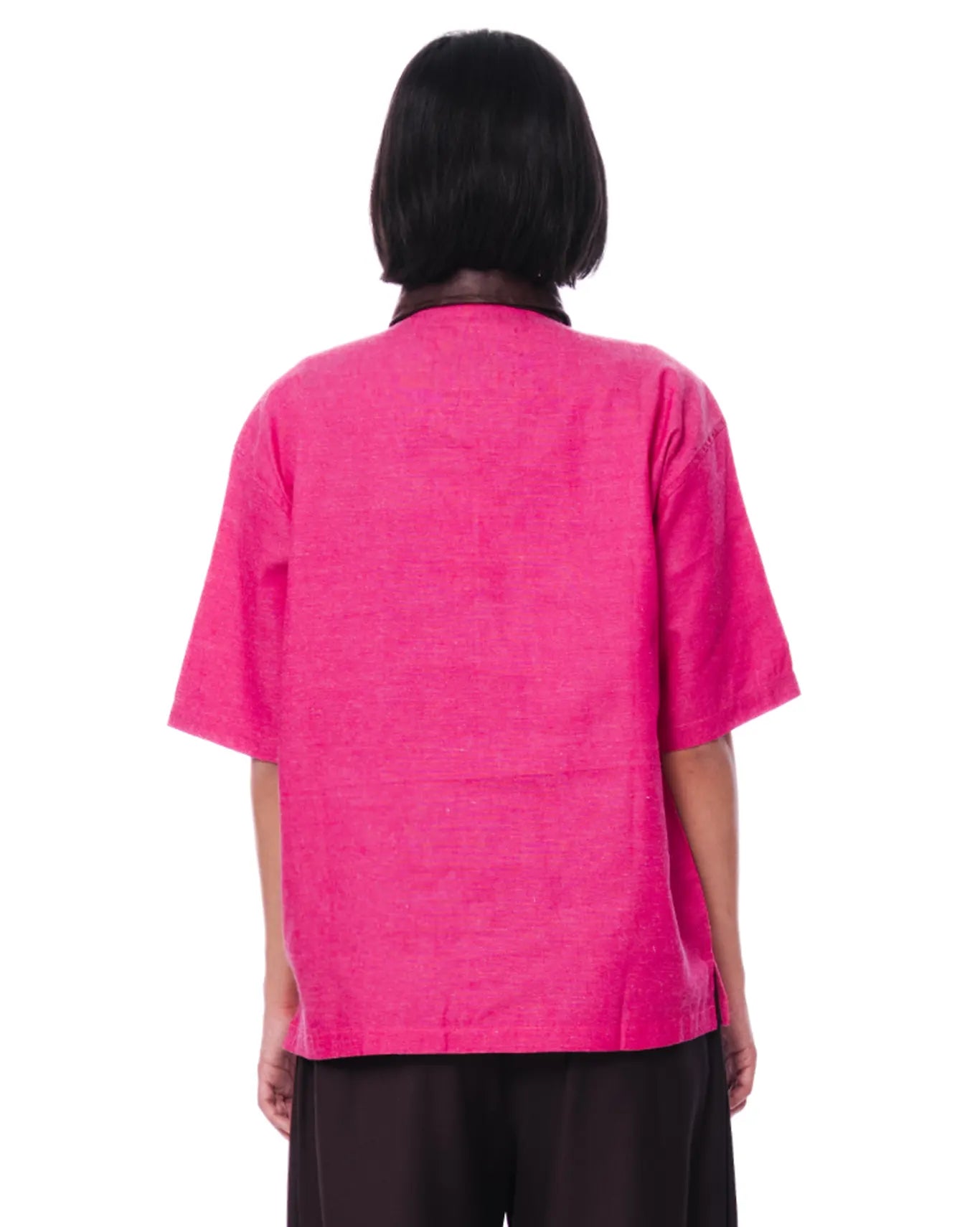 collected xx Pink Leather Applique Shirt women cult patterned