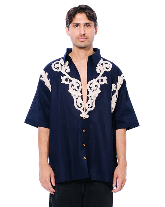 collected xx navy blue linen shirt cult store