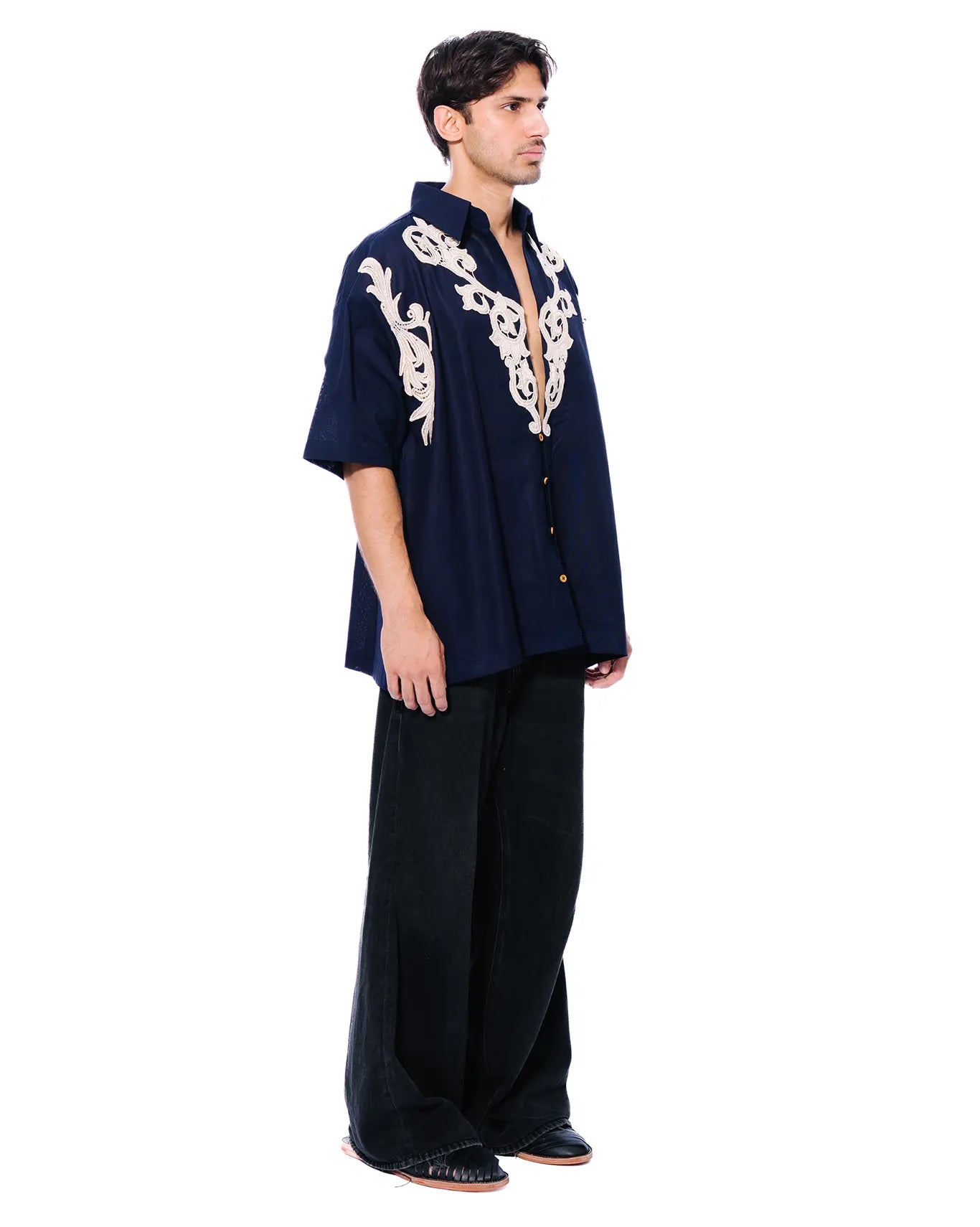 collected xx navy blue linen shirt cult store