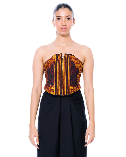 collected xx orange rust corset cult karachi