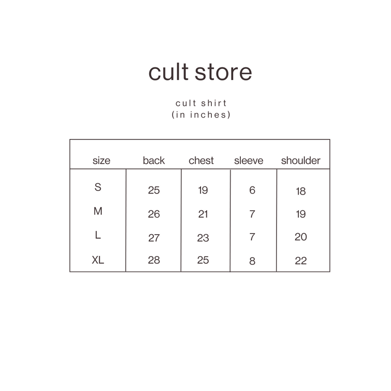 Size Guide for Black F&F Tee