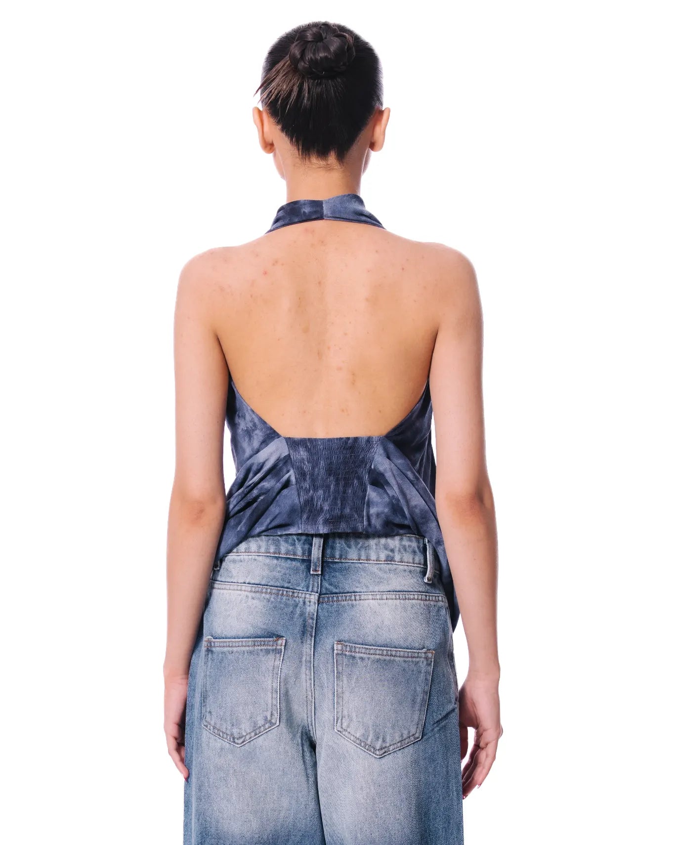 curated blue cowl drape top cult store pakistan