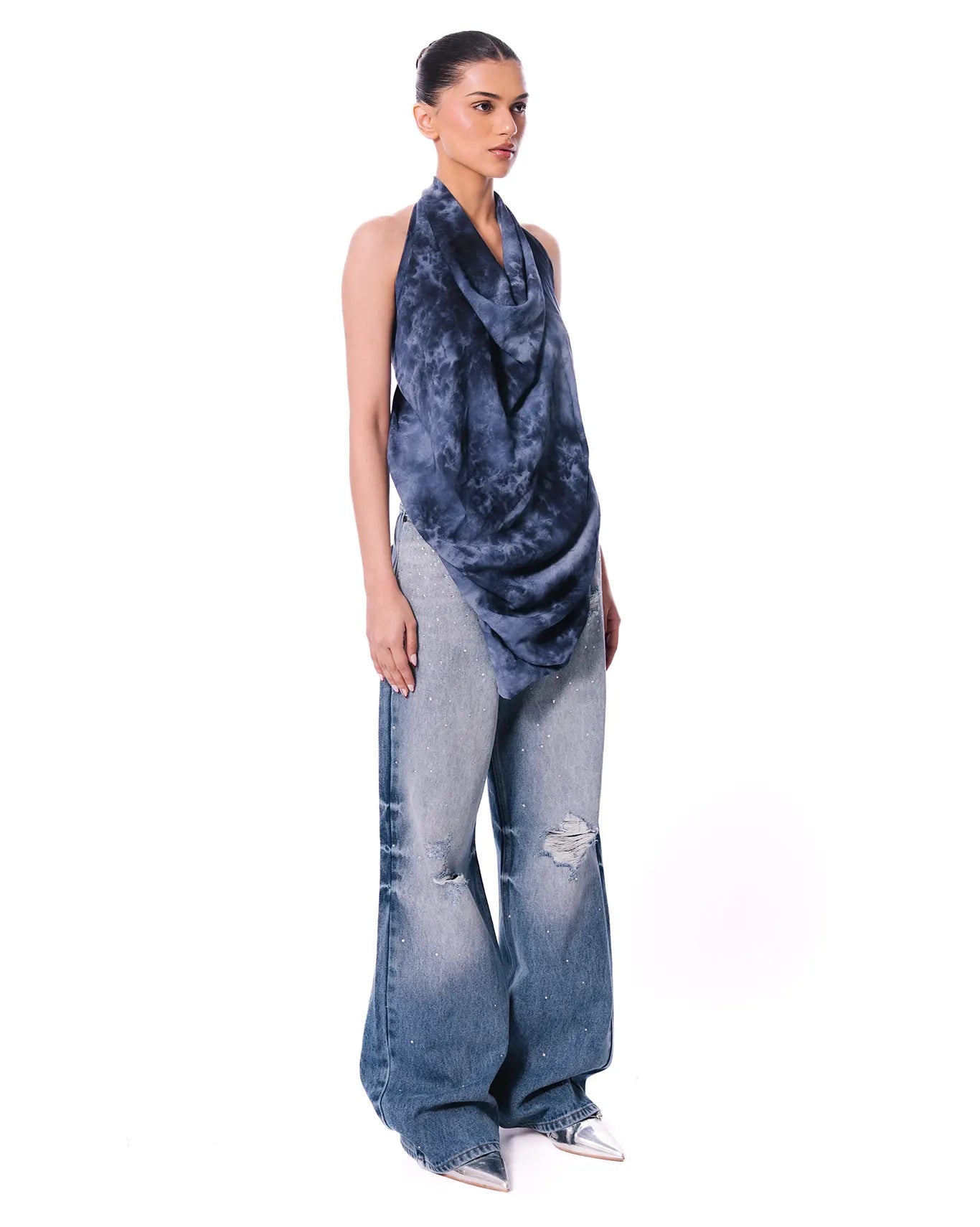 Curated Official Blue Cowl Drape Top - CULT - haider