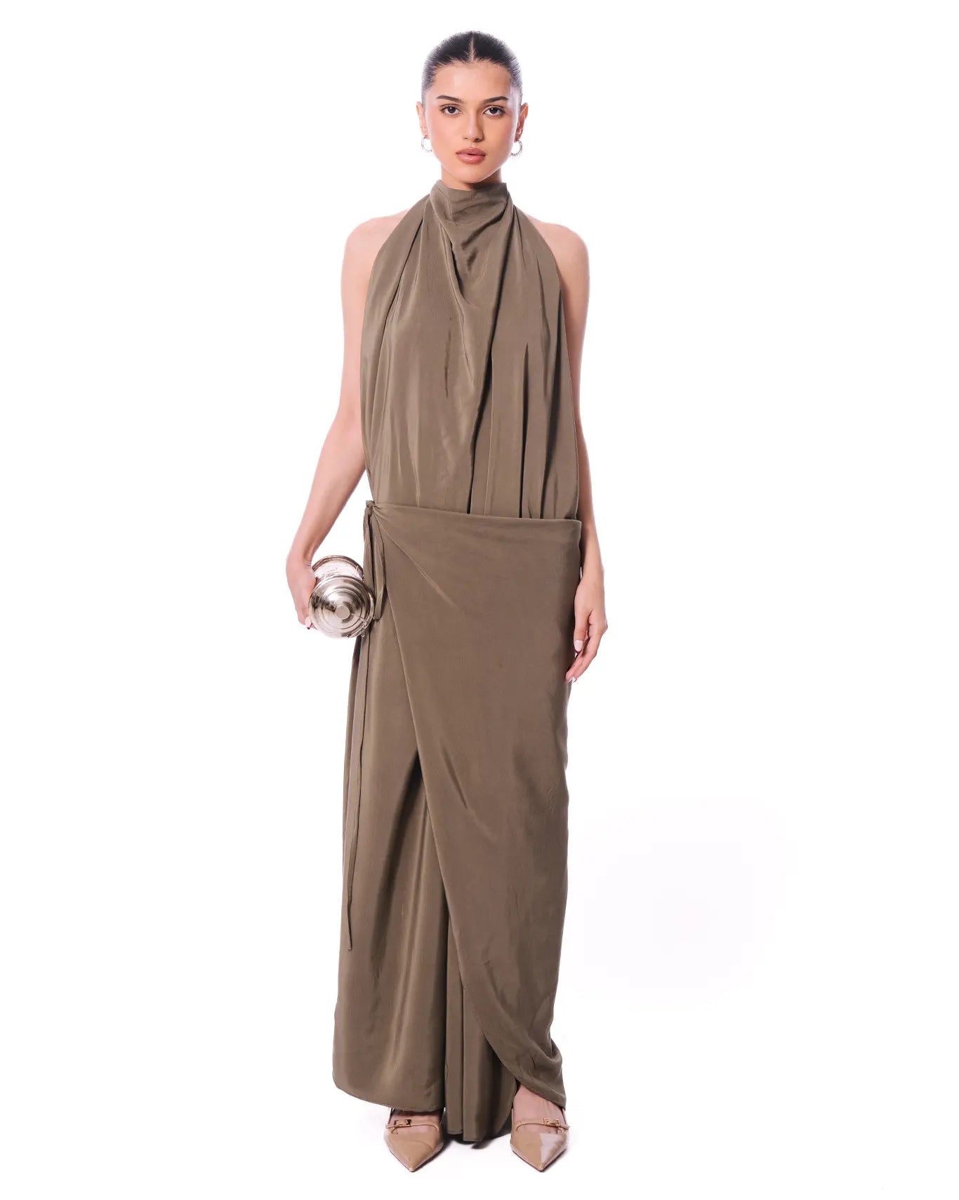 Curated Official Green Cowl Wrap Dress - CULT - haider