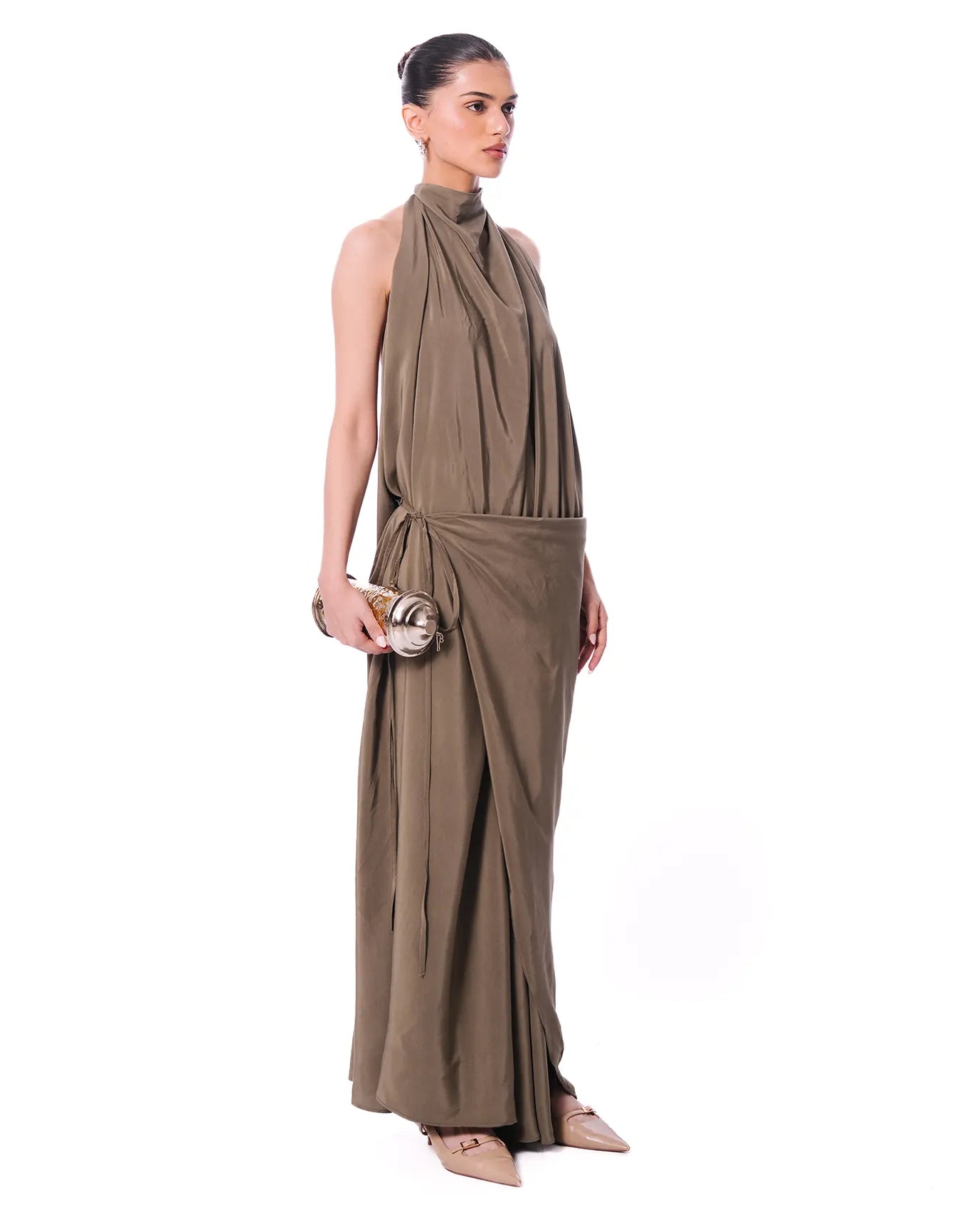 Curated Official Green Cowl Wrap Dress - CULT - haider