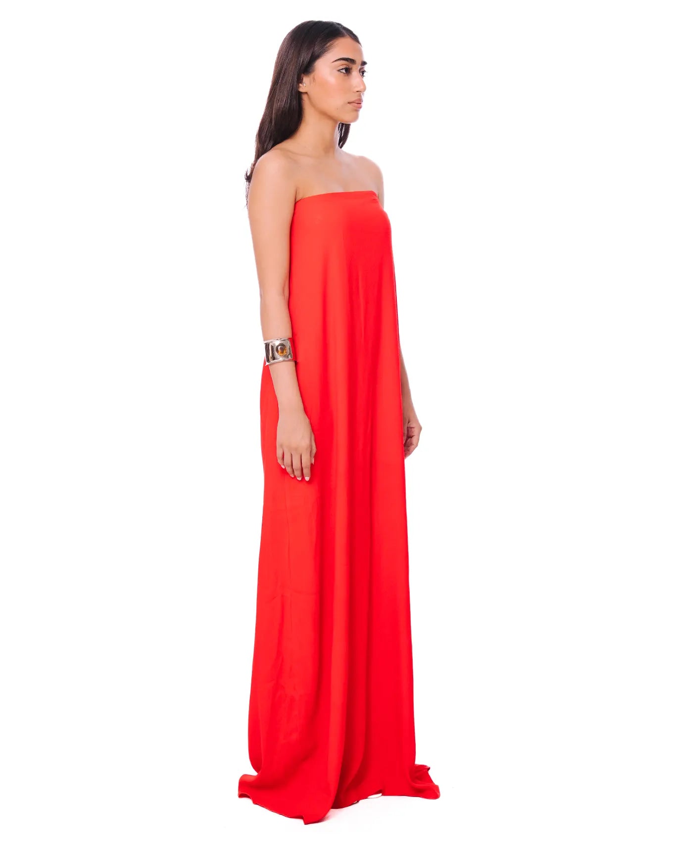 curated official Red Strapless Blaze Dress with Pockets cult store karachi women