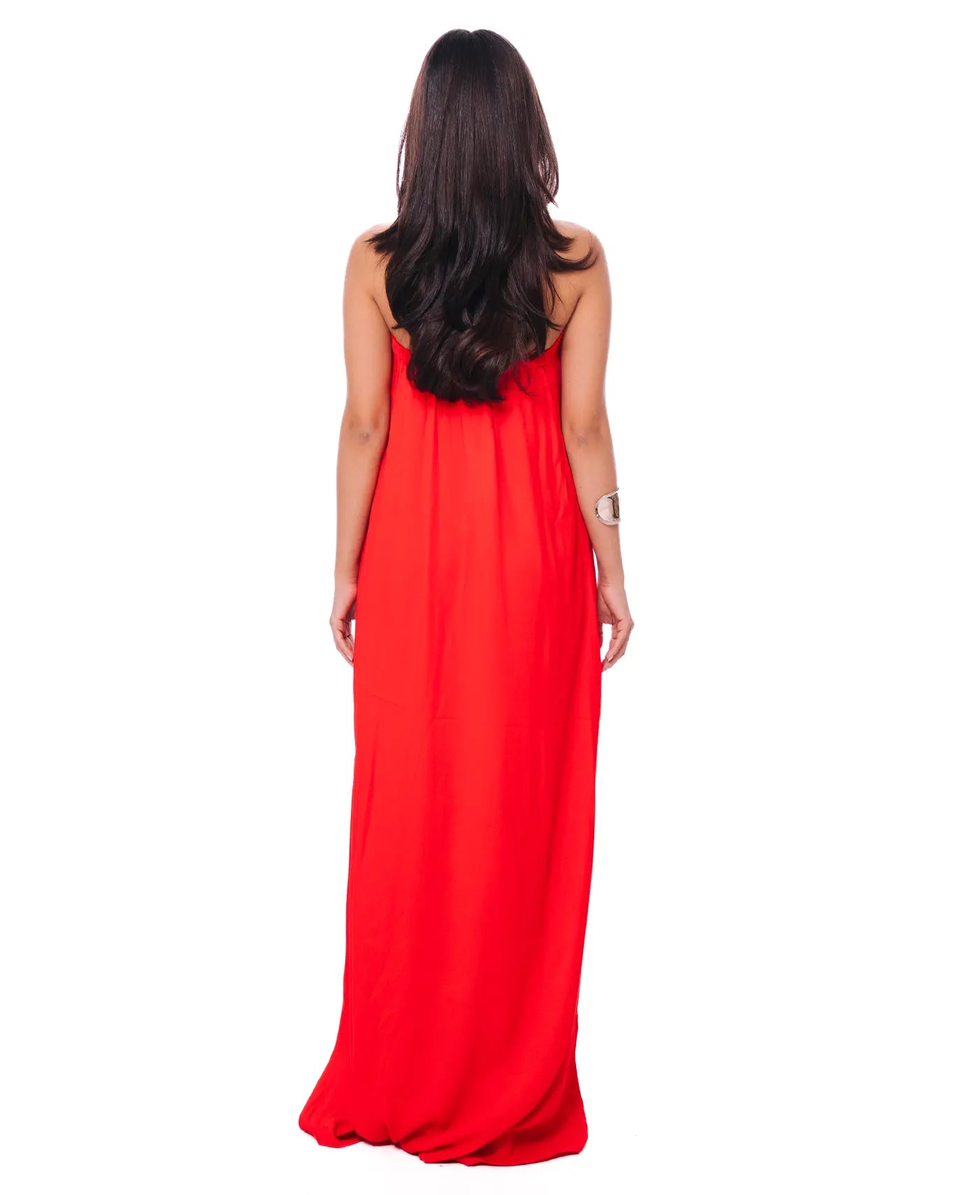 curated official Red Strapless Blaze Dress with Pockets cult store karachi women