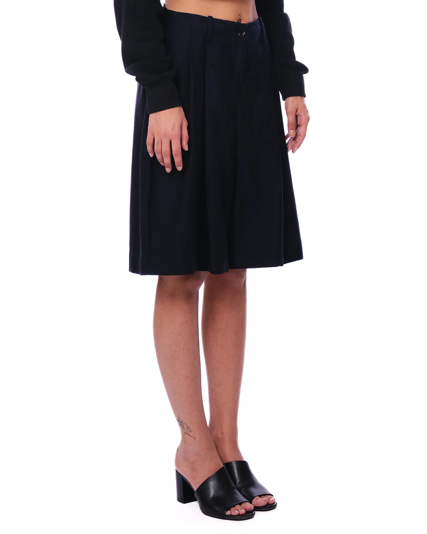 cyanide Navy Pleated Wool Shorts women cult store karachi pakistan