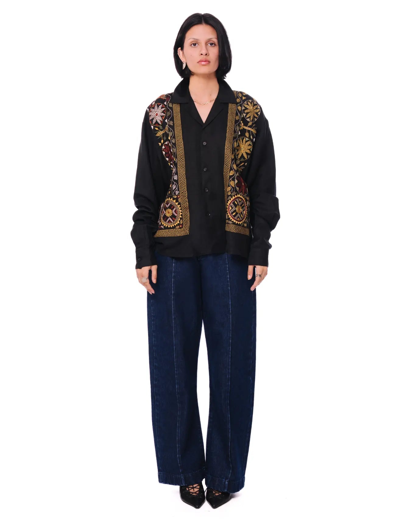 cyanide Navy Welt Curved Denim Pants cult store pakistan women