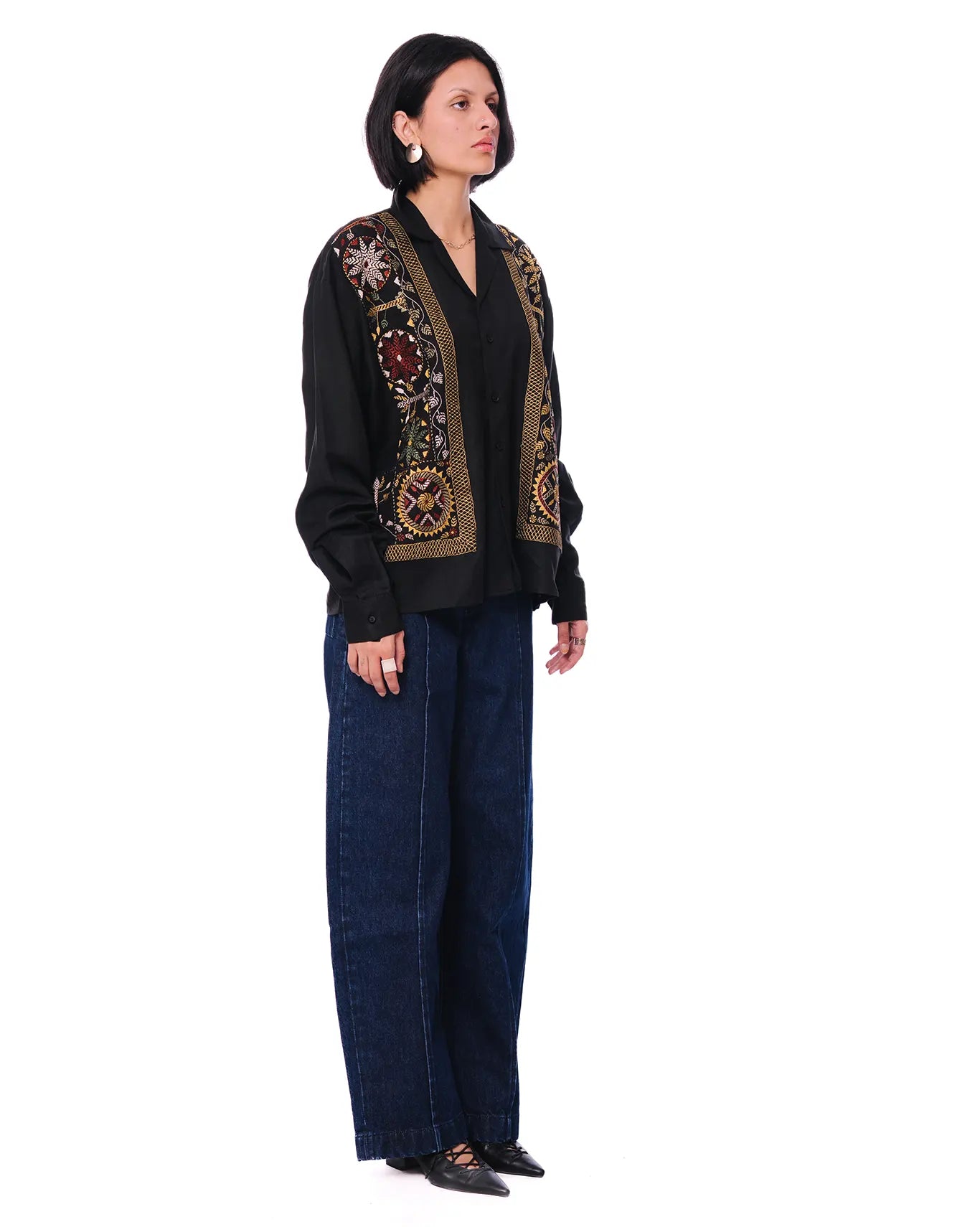 cyanide Navy Welt Curved Denim Pants cult store pakistan women