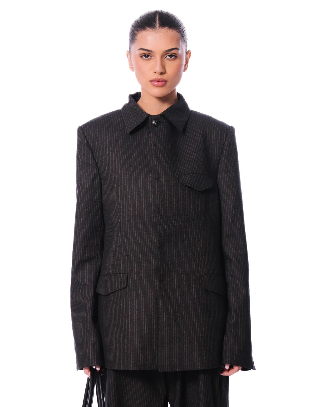 cyanide black wool pinstripe jacket cult store pakistan