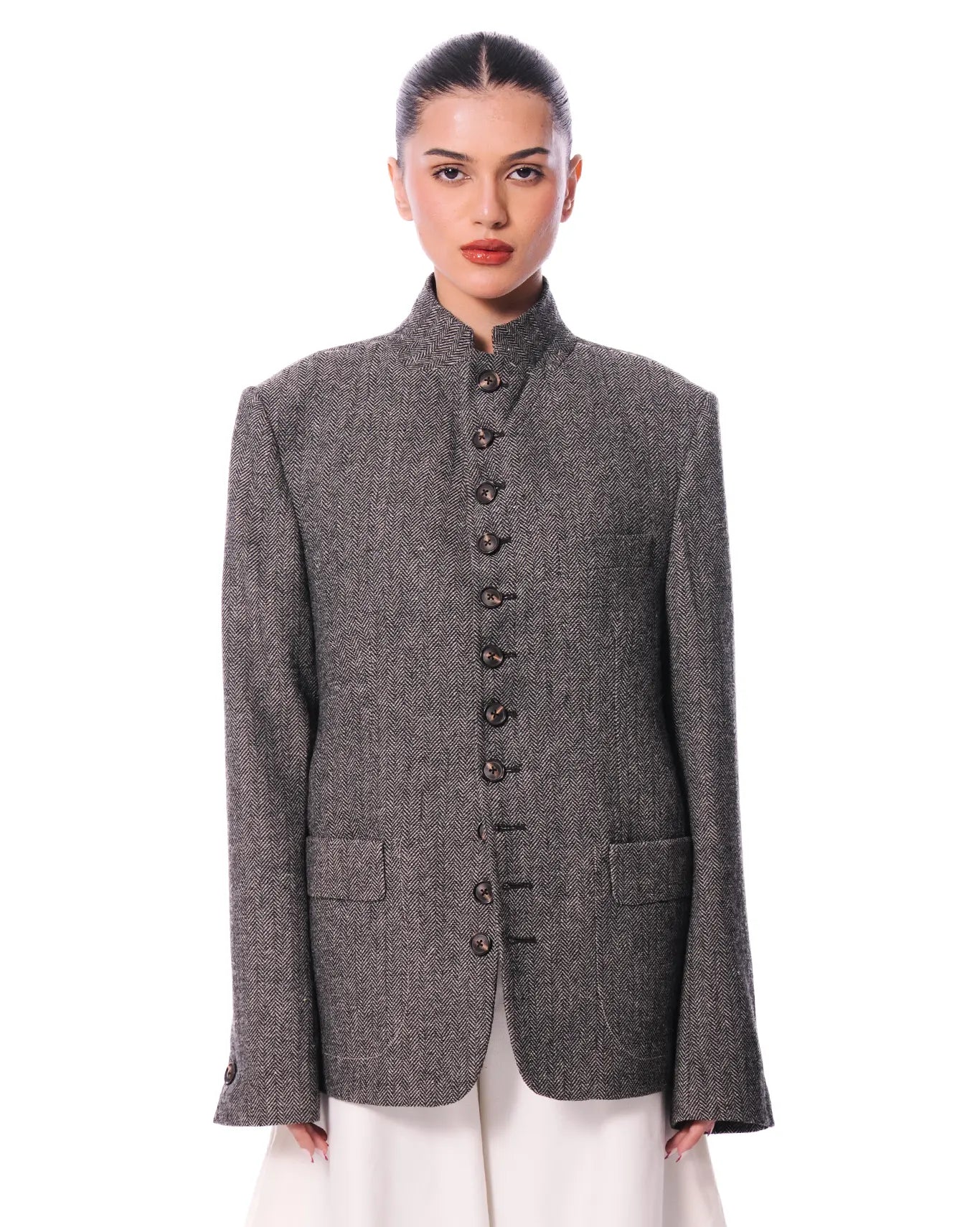 Cyanide Grey Herringbone Wool Blazer - CULT - haider