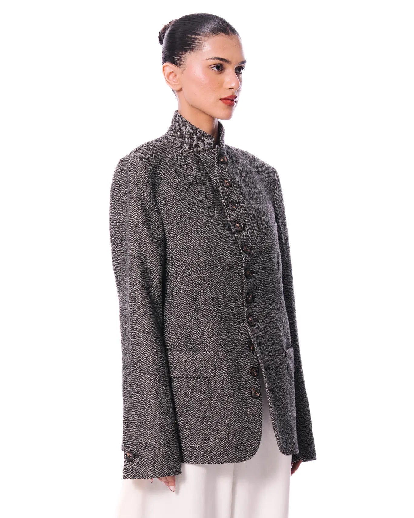 Cyanide Grey Herringbone Wool Blazer - CULT - haider