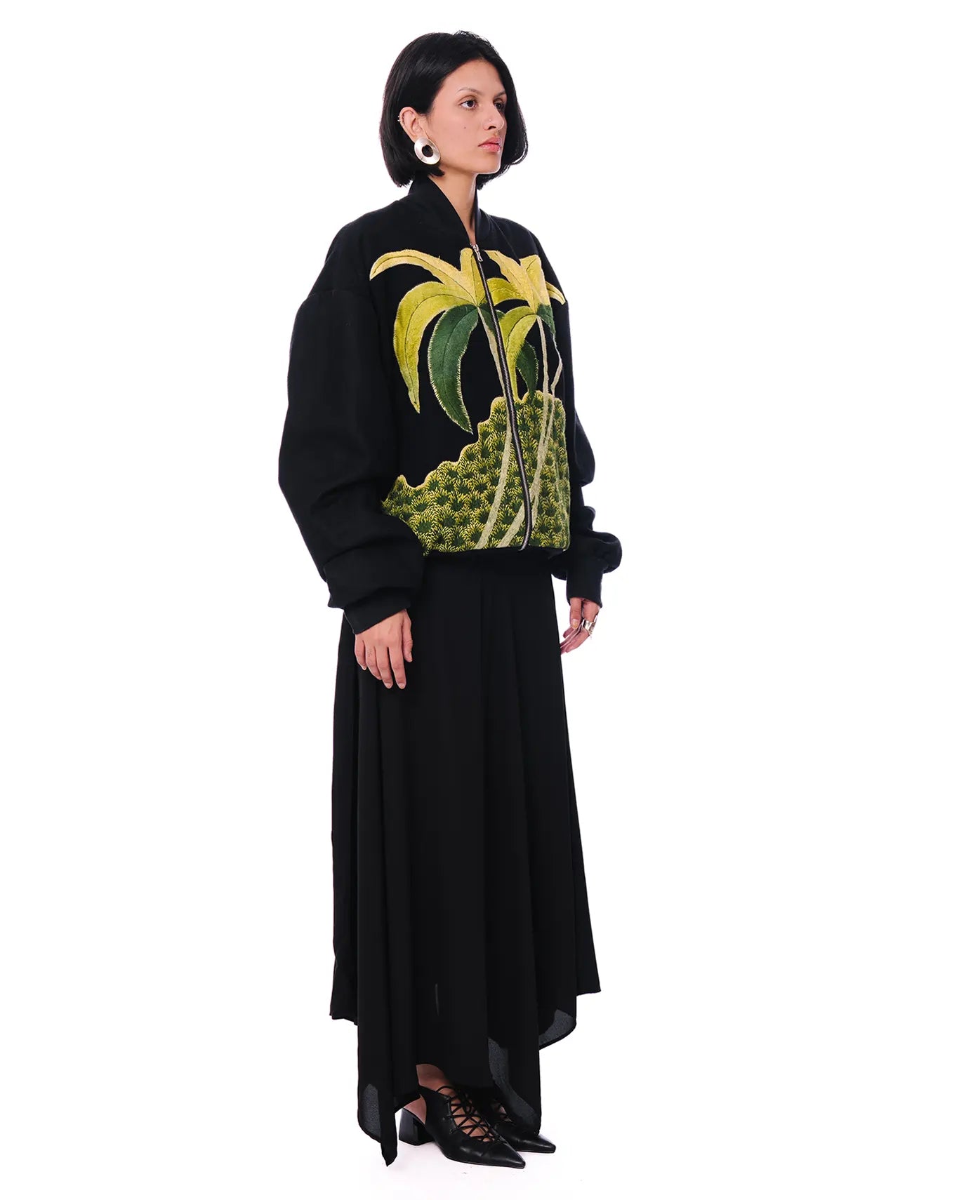 demo black after party bomber applique embroidered womenswear outerwear jacket cult store pakistan